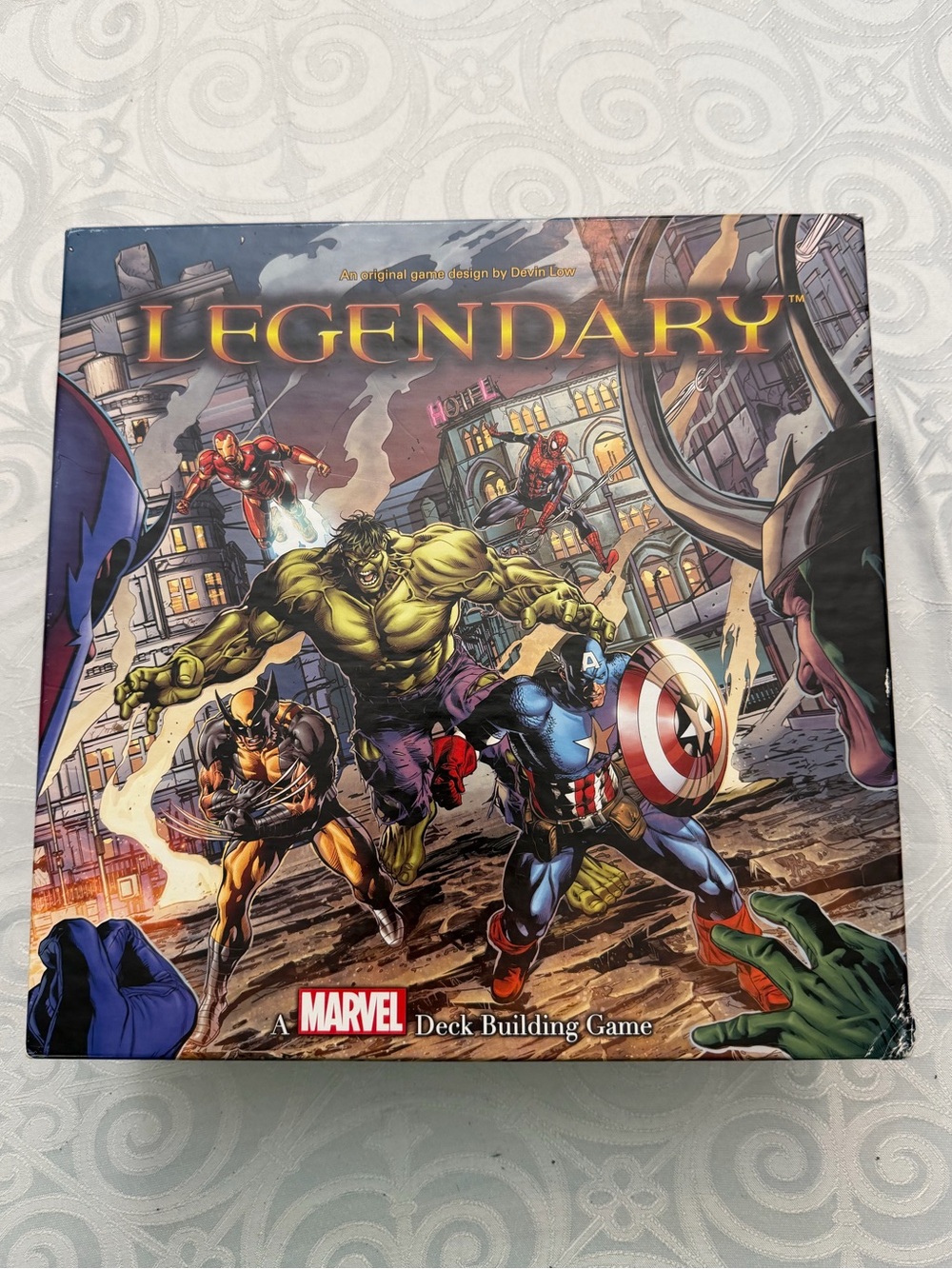 Marvel Legendary Board Game Box Card Decks Green Blue Red Gold Artwork Ages 14+